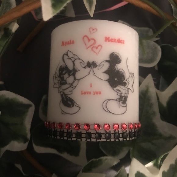 Cute personalized Mickey and Minnie personalized candle. - Picture 1 of 1